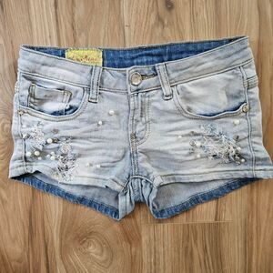 Low rise Y2K Machine Nouvelle Mode blue denim mini micro shorts shorts